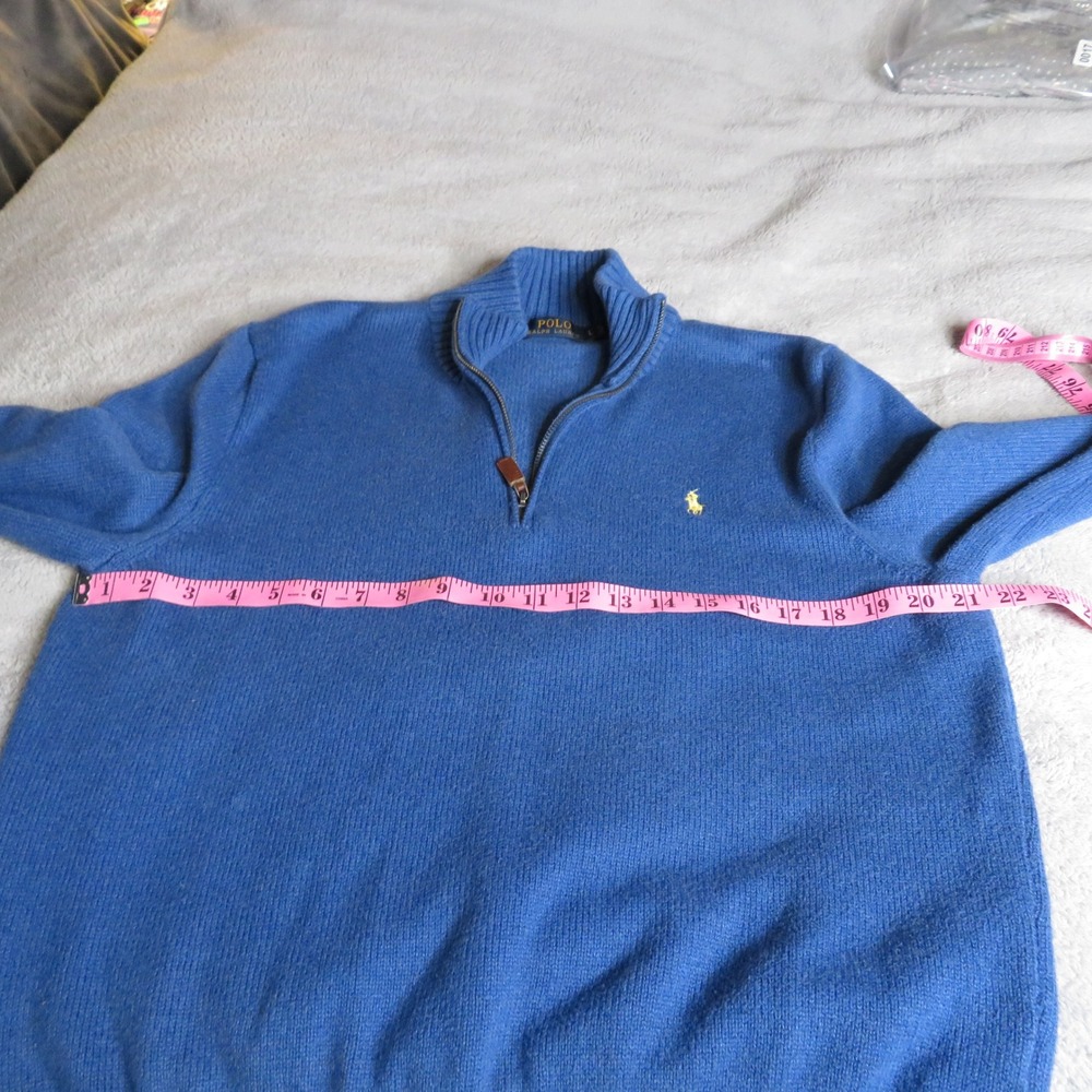 Polo Ralph Lauren Mens Blue Cotton Half Zip Sweater Size L - Picture 7 of 10